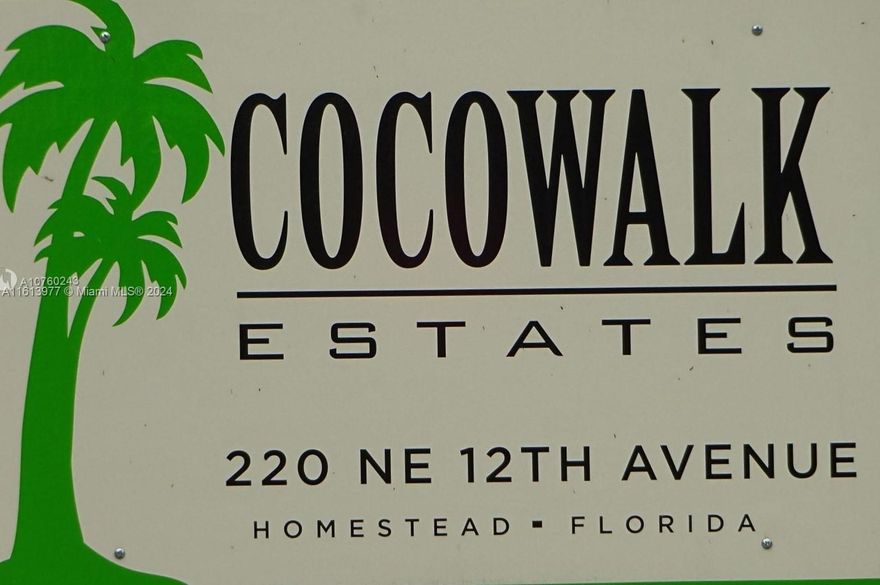 Welcome to the community of Coco Walk Estates in the heart of Homestead, Florida. 3 Bedrooms, 2 Full Baths, Utility Room with Washer and Dryer, Storage Shed, The land is included, Low HOA. great opportunity for a first time home buyer to own a home at an affordable price in South Florida or an investor looking to add value on an investment. Included are a community pool. Located near great schools, major retail destinations, Harris Field park, YMCA, Homestead Baptist Hospital, Florida turnpike, The Florida Keys & many great restaurants. Needs new roof.