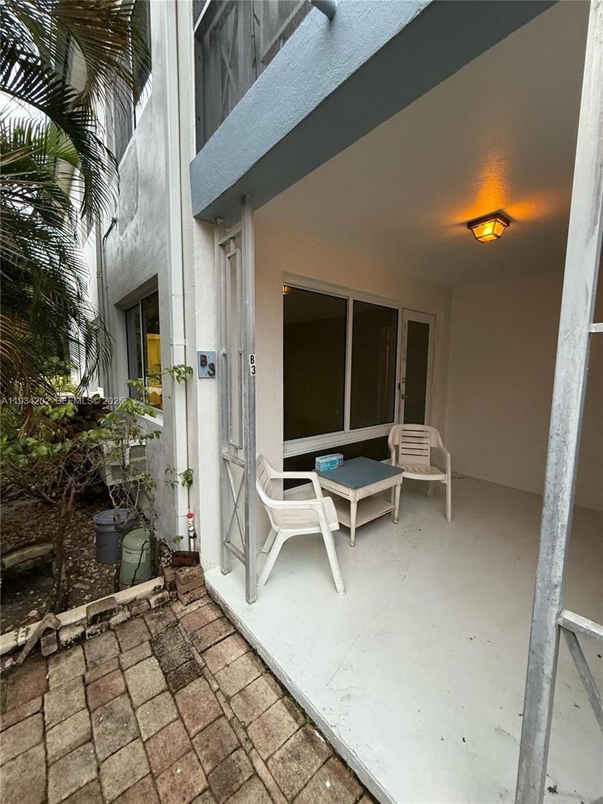 Fixer Upper, 1st floor, rent immediately (max 6 mo.), no age restriction, and only 50% financeable. Enjoy life near walking distance to Pompano Beach, shopping, pizza, and pub. Corner unit with 2 bedrooms and 2 bathrooms and large living area with covered patio. This listing will only be active until the end of January 2026.