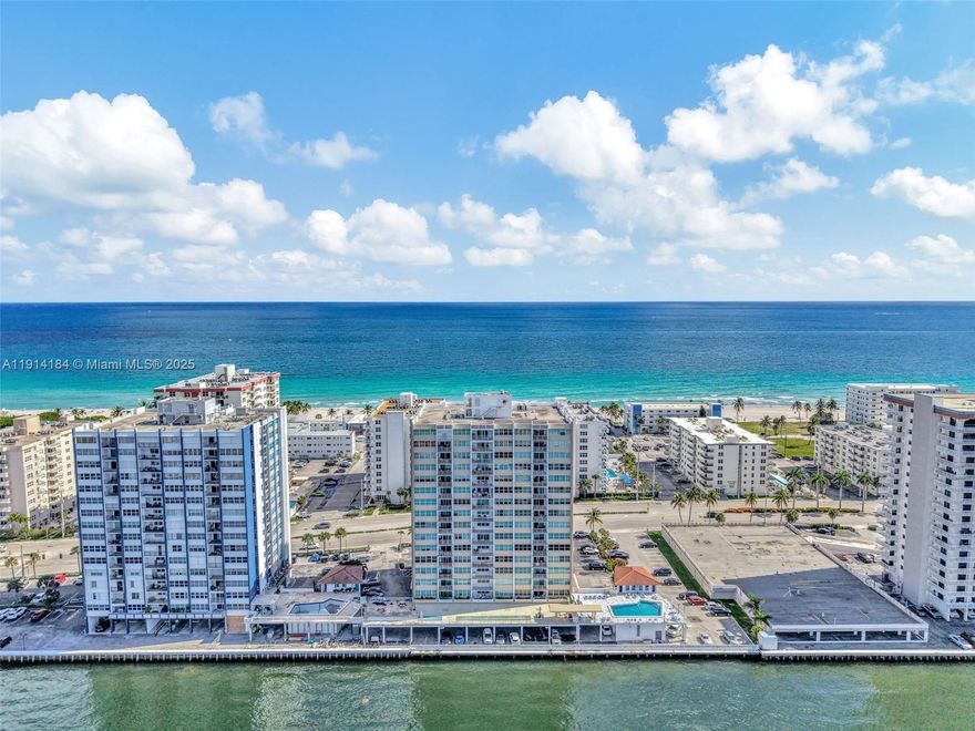 Experience coastal living at its finest from this beautiful 16th-floor residence in the heart of Hollywood Beach! This spacious 1-bedroom, 1.5-bath unit offers sweeping views of both the Intracoastal Waterway and the Atlantic Ocean—enjoy breathtaking sunrises and sunsets right from your private, relaxing balcony. Step inside to an inviting layout filled with natural light and coastal breezes. The well-maintained building offers fantastic amenities, including a fully equipped gym, sparkling pool, and ample guest parking. This unit includes one assigned parking space and no special assessments—and Low HOA fess a rare find!