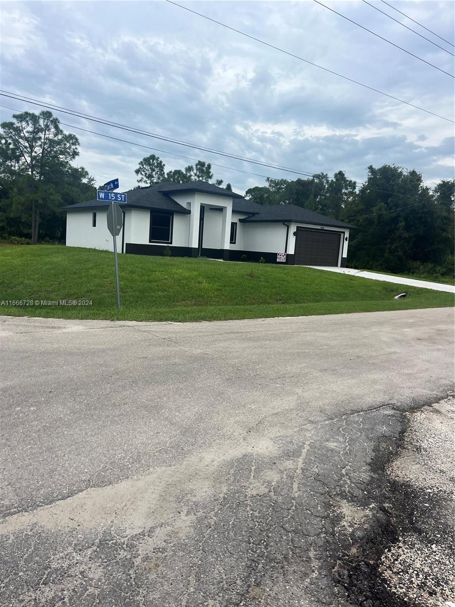 New construction home located on a 0.25 acre corner lot with 3 bedrooms and 2 full bathrooms, 2 car garage .impact windows and French doors,quatz countertops in the kitchen and bathrooms, stainless steel appliances porcelain floors, terrace with gas stove and granite incinerators,lawn sprinkler system.
[ Seller will contribute $15000.00 for closing cost.