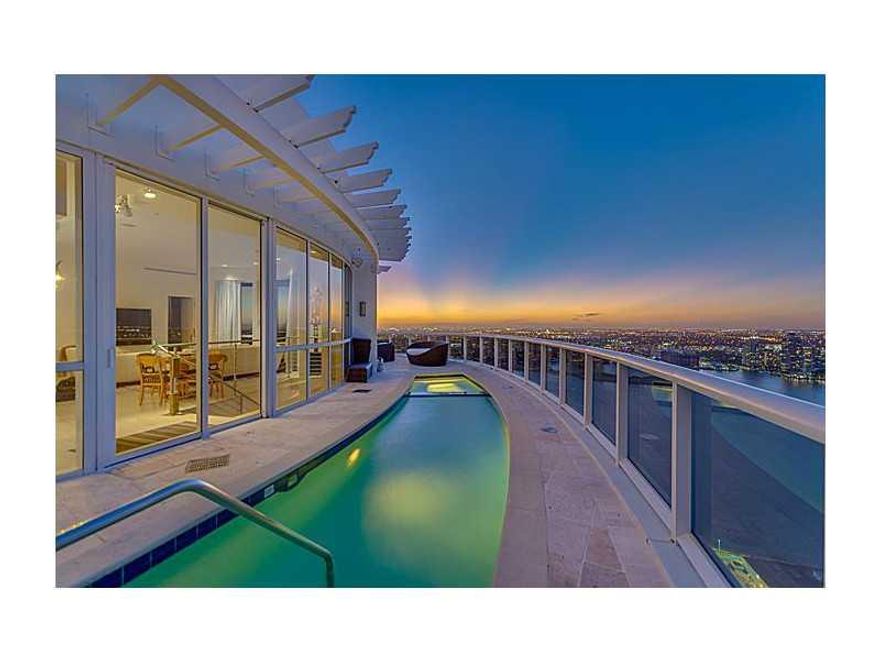 Spectacular sunset views from this one of a kind 6BD/4.5BA penthouse at Trump Royale. Formal areas feature 20 ft ceilings & marble floors. Wenge stairs connect social areas to a mezzanine library & second floor entertainment. Two Mia Cucina chef's kitchen s on first and second floors. The property features a 2,000 bottle climate controlled wine cellar, pool & Jacuzzi, and 1,668 SF terrace with wide views of the ocean and inter-coastal. Cabana offered separately for $600K.