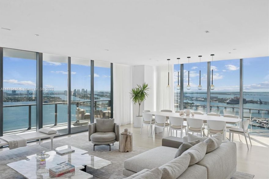 Stunning 5-Bed, 5.5-Bath Unit at Elysee Miami. This meticulously renovated 3,966 sqft residence features a full Savant automation system, SubZero & Wolf appliances, and Waterworks fixtures.  Fully furnished and turn-key with designer pieces from Minotti and Avenue Road. The 5th bedroom has been converted to a den and can easily be restored to a bedroom. Elysee offers personalized service from on-site service and security, ensuring an unparalleled level of comfort and convenience.