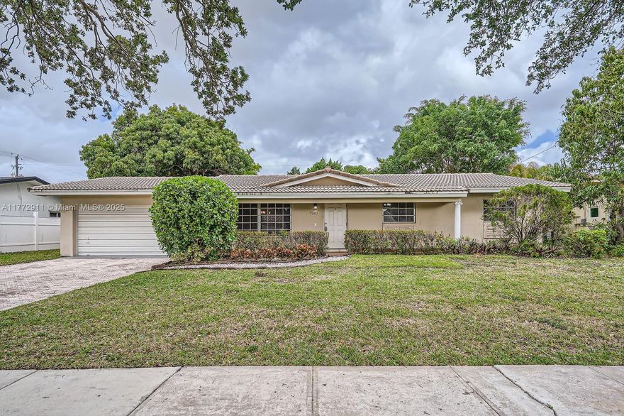 Welcome to this beautifully designed single-story, 3-bedroom, 2-bathroom home with a versatile den, perfect for a home office, playroom, or extra living space. This home boasts large shared spaces that create an open and inviting atmosphere, all enhanced by tile flooring throughout for a sleek and low-maintenance appeal. The modern kitchen features granite countertops, freshly painted cabinets, and stainless steel appliances, making it a chef’s dream. The spacious layout is perfect for entertaining or family gatherings. Step outside to your own private oasis—a large backyard with a fenced-in pool, offering the perfect spot for relaxation and outdoor fun. This home has everything you need for comfort, style, and functionality. Don’t miss out—schedule your showing today!