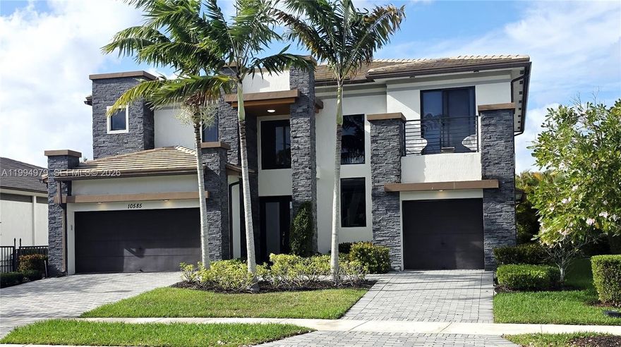Welcome to The Victoria in Cascata, Parkland's Premier Gated Community. This stunning two-story residence offers 6 bedrooms, a den, a spacious loft, and 7 bathrooms. The main living area impresses with soaring 20-foot ceilings and abundant natural light, seamlessly connecting the formal living room, family room, game room, and den. All opening to a terrace perfect for indoor-outdoor living. The gourmet kitchen features premium stainless steel appliances, upgraded European cabinetry, and generous counter space, ideal for hosting and daily use alike. Designer finishes throughout include upgraded flooring, European wall coverings, and custom luxury light fixtures. Ample storage and a highly functional layout make this home as practical as it is beautiful.
The first-floor primary suite is a true retreat, offering direct backyard access, coffered ceilings, two walk-in closets, and a spa-inspired bath with a jetted Roman tub and dual-head shower. Upstairs, five additional bedrooms and an oversized loft provide flexible space for guests, a home office, or leisure. The expansive backyard offers a terrace with ample room to add a custom pool. A private outdoor haven to enjoy South Florida living year-round. Smart home-ready infrastructure allows seamless integration of modern technology throughout. Situated on a corner lot, larger than standard. Furniture is not included but is negotiable.