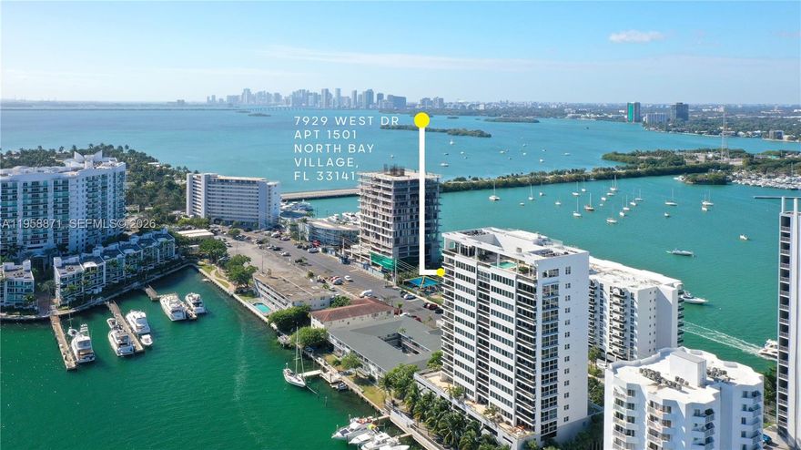 Rare high-floor 3-bedroom corner unit with sweeping water views. This residence offers 3 bedrooms, 2.5 bathrooms, and a versatile den ideal for an office or playroom. Widely regarded as the best line in the building, it features floor-to-ceiling windows with panoramic East, South, and West exposures overlooking Biscayne Bay and the downtown skyline. Recent upgrades include a designer kitchen and modern bathrooms. The primary suite offers a large walk-in closet and spa-like bath, while two generous guest bedrooms also enjoy water views. Large open balcony facing Miami Beach and the ocean. Amenities include a rooftop pool, gym, sauna, and BBQ area. Two assigned garage spaces. Located in North Bay Village, a hidden-gem island between Miami Beach and Miami with exciting new luxury developments underway.