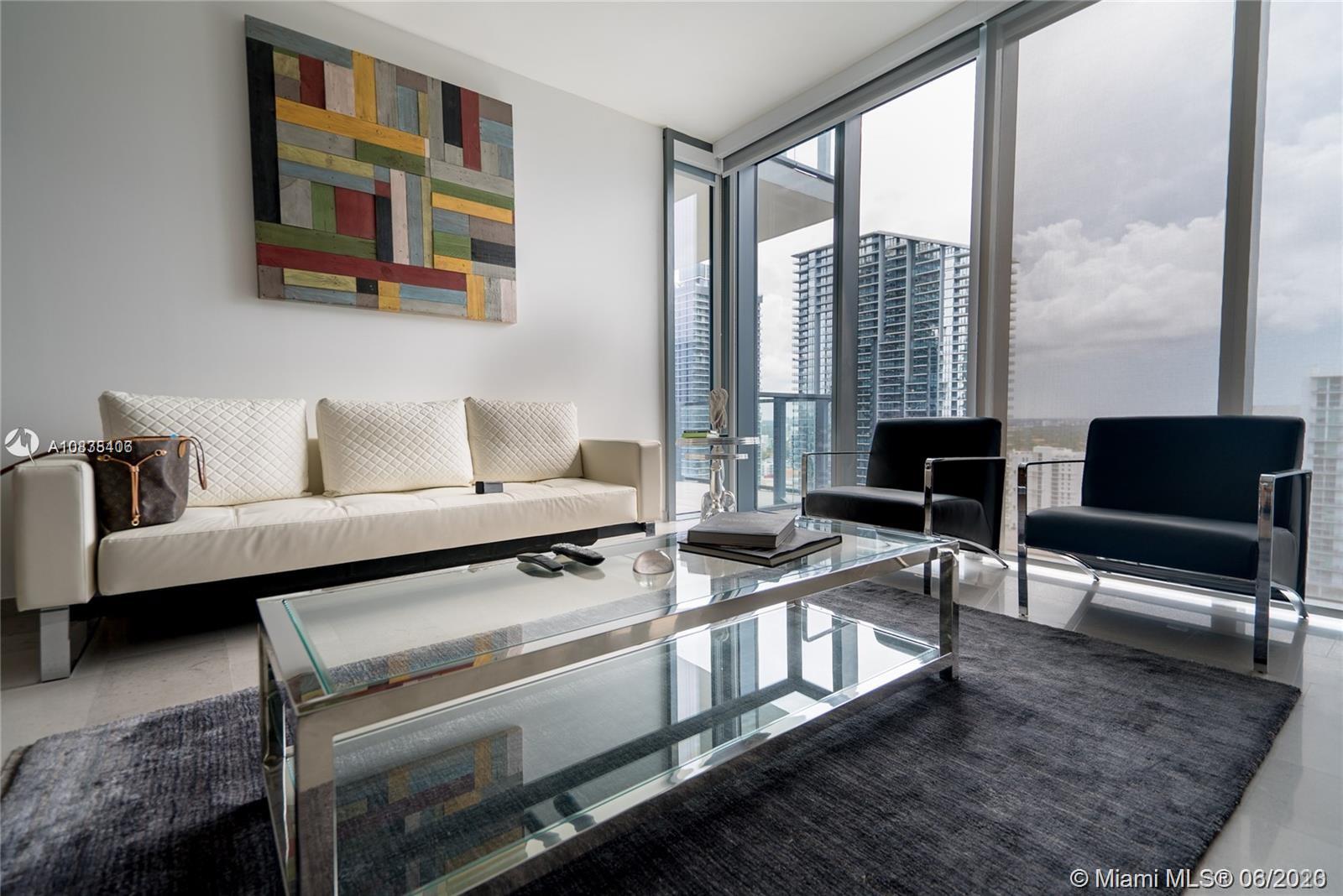 Reach in Brickell City Center situated in a walk to everything Location.High Floor 2 Bedrooms 2 Baths.This unit features Blackout shades in all rooms, Finished Walk-In Closets, Biometric technology elevator access, amazing river views, floor to ceiling sliding glass doors, Italian Kitchen and Bathrooms, Bosh Stainless Steel appliances,Bottle wine storage.Amenities include Heated Pool, Spa,Fitness Center,Children's play area, 24 Hr Security, Valet, concierge, private access to BCC ,1st class restaurants and coffee places, and so much more!
Cable and Internet Included.One parking space assigned.Easy to Show!
