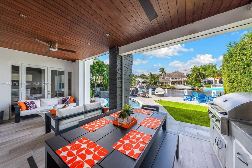 Immaculate 3BD/3BA modern home in the heart of Las Olas Isles. This sleek residence offers open-concept living, high-end finishes, impact glass, smart home technology, and a contemporary kitchen with premium appliances. Enjoy seamless indoor-outdoor flow to your private tropical backyard featuring a heated saltwater pool, built-in summer kitchen, and 55’ of deepwater frontage—no fixed bridges and quick ocean access. Dock accommodates a 50’+ yacht. Walk to world-class dining, shopping, and Fort Lauderdale Beach. Perfect for full-time living, a seasonal retreat, or luxury rental. Turnkey and move-in ready—experience coastal living at its finest.