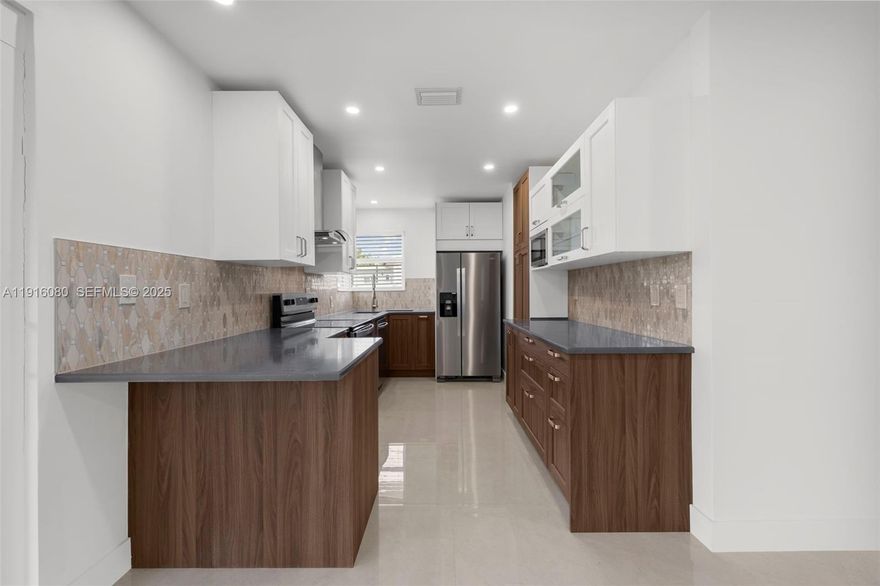 Stunning fully renovated, turn-key corner-lot home in prime West Park! This home features high impact windows/doors, brand new roof, electrical & plumbing in excellent condition, new porcelain floors, modern chef-inspired kitchen with quartz counters, stainless steel appliances, and ample cabinetry. Custom closets, updated baths with frameless glass, LED lighting, and laundry room with brand-new washer/dryer. Large fenced lot with new sod, sprinklers, private well, perimeter lighting, lanai, shed, and plenty of parking for boat/RV. Close to shopping centers, restaurants, major attractions like Aventura Mall, Gulfstream Park, Hard Rock Casino, and just 15 minutes from the famous Hollywood Beach Broadwalk, plus main highways. Move-in ready and easy to show!