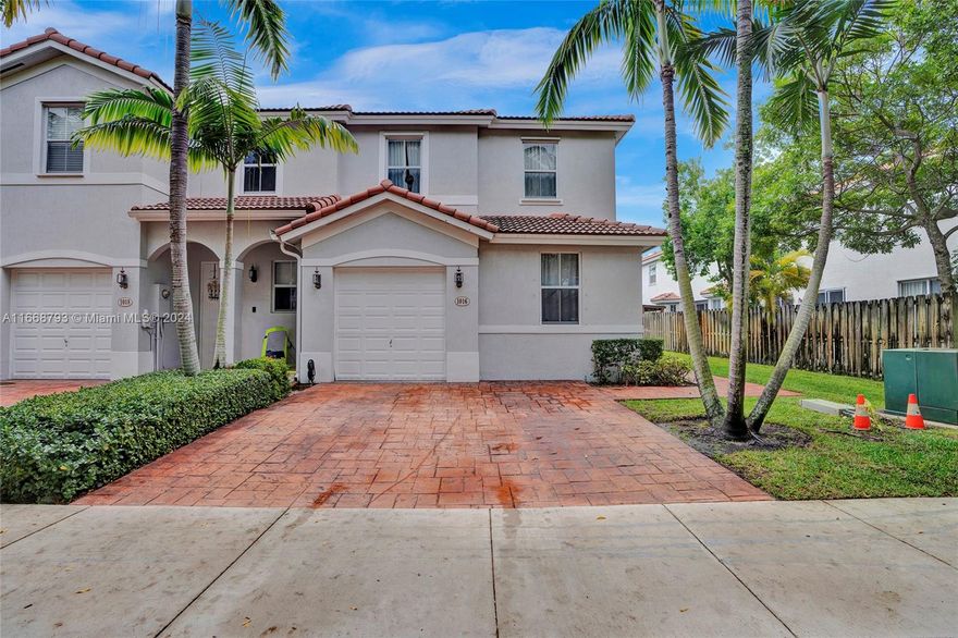 Stunning, spacious, and recently updated 4-bed 3-bath townhouse available in the tranquil, gated community of Ives Dairy Townhomes, Aventura. This beautiful home features a functional layout with 1 bed and 1 full bath in the first floor. The master bedroom boasts a walk-in closet and an oversized bathroom with both a tub and a shower. Each bedroom is equipped with custom-built closets. Modern kitchen with stainless steel appliances.  Separate laundry area with washer and dryer. Enjoy outdoor living in the private, fully fenced patio. The property also includes a 1-car garage and two additional driveway parking spots. Residents have access to the community pool and clubhouse, all within a few blocks of I-95 and just minutes away from Aventura Mall, supermarkets, top-rated schools, and more.