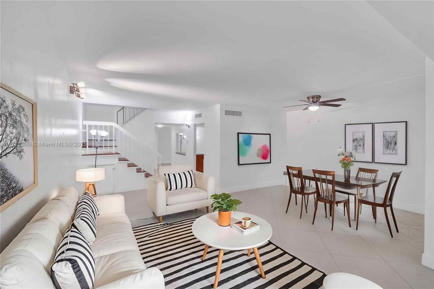 Prime location in Aventura, within walking distance to Aventura Mall, Aventura Jewish Center and Synagogue, Turnberry Isle Resort and Hotel, shops, restaurants, and more.  There are two pools, a BBQ area, a kids' play area, a gym, a business center, a clubhouse, and a library.   3 bedrooms and 2.5 baths, 3 beds and 2 baths up, and a powder room on the first level. The Primary bedroom has a private bath and walk-in closet.   Open floor plan making living easy.  The kitchen has granite countertops and stainless steel appliances.  The unit has central air, an inside laundry area, tile and wood floors.  A-rated schools, a very safe area.  Assigned parking directly in front of the unit plus ample guest parking.  Move-in condition.  You must own a unit for 1 year before renting.