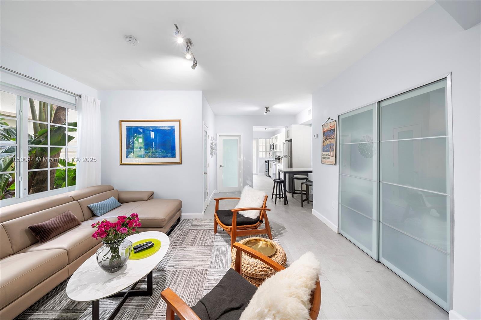 Renovated 2 BDRM 2 BTH in iconic Metropolis. Located in best BLDG of this Art Deco gem, set back from 16th street and steps from Lincoln Road and Flamingo Park, this corner unit has new central AC, new in-unit washer & dryer; plenty of closets; SS appliances and gas range; and remodeled bathrooms w white subway tile. Furn negotiable. Metropolis has been restored to its glory with NEW lobbies (2022); lush NEW landscaping (2023); NEW roofs (2023); NEW gates and railings (2023); NEW impact windows and doors (2024); upgraded electric panels (2024); and NEW coat of paint (2025). Strong financials w RESERVES. 40 yr recertification done.