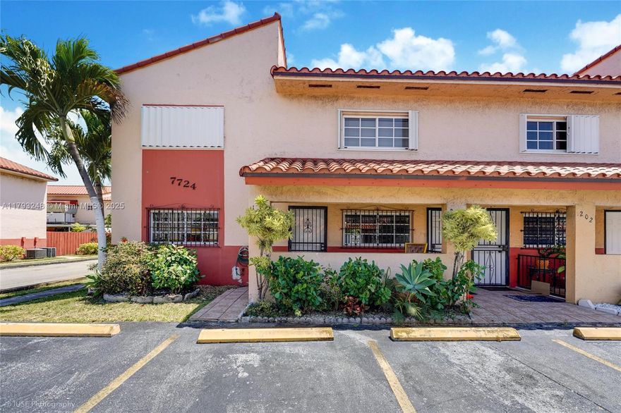 Welcome to this beautifully maintained 2-bedroom, 2-bathroom corner unit in El Prado. Offers a spacious layout for comfort and convenience. With low association fees and no rental restrictions, this property provides great flexibility for a personal residence or an investment opportunity. The unit features a large, fenced, and covered patio, ideal for privacy. The front entrance porch adds a welcoming touch to the home’s curb appeal. Inside, you’ll find generous living spaces with ample natural light, creating a warm & inviting atmosphere. The two assigned parking spots located directly in front of the unit make coming and going a breeze. A highlight of this home is having only four units per building, offering a sense of privacy and a close-knit community feel.