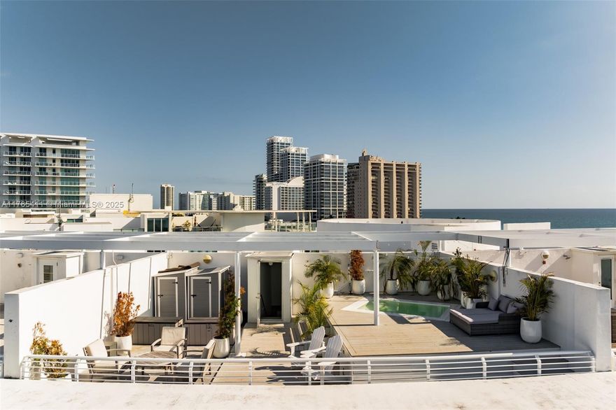 The only 3 bedroom waterfront condo in Miami Beach with a view for under $1,000 sq ft and HOA under $2k!  Have it all!  Fully updated penthouse suite in boutique building a block from the beach at 65th Street. At the top of millionaires row on the boarder of midbeach and north beach.  Enjoy the quieter side of Miami Beach and not lose the walkability of shops, restaurants and supermarket.  Overlooking the Indian Creek Canal with bay views and Miami skyline. Stunning sunset views from your floor to ceiling glass windows every night.  Ocean views from terrace and rooftop as well.  High ceilings and unlimited sunlight make this a refreshing place to wake up and feel healthy.  1,712 sq ft inside and well over 1,000 square of finished outdoor space between the rooftop and balcony.
Private