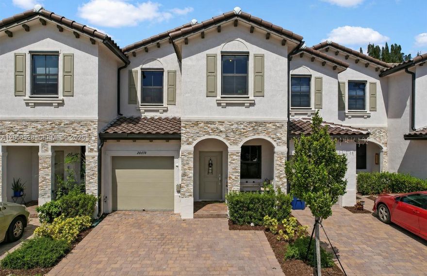 Modern 2022 townhouse featuring 3 bedrooms and 2.5 bathrooms with vinyl flooring throughout. New Kitchen Quartz counter top. Well designed layout includes living, family, dining areas & cozy outdoor patio with a an aluminum pergola. One covered parking space plus 2 additional driveway spaces. Located in a well maintained community offering clubhouse, pool, gym, and meeting room. Water filtration & purification system new in place. Conveniently located facing one of the main access streets close to the Casa Club, with no front-facing neighbors, and offering unobstructed views from the windows that create a sense of open & clear surroundings. Furniture in Patio included on the sale, indoor furniture negotiable.