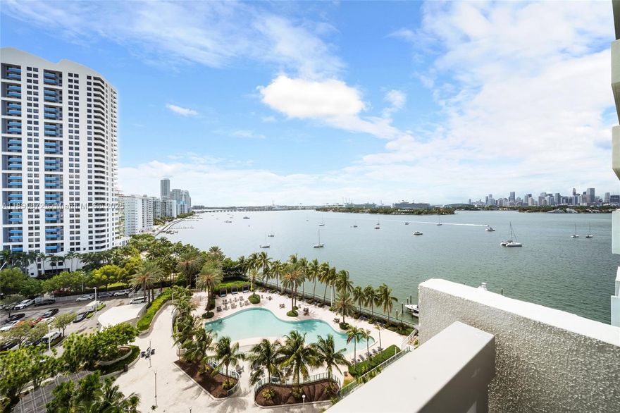 Incredible views overlooking the Pool area, Bay and the Miami Skyline from Unit 1228S at the Flamingo South. This spacious 2-bedroom, 2-bathroom residence spans 1,072 square feet, offering stunning bayfront views. W/D in the unit. Luxurious amenities include a heated pool, well equipped gym, basketball court, and billiards room. Benefit from a doorman, valet parking, and a garage for seamless living. Enjoy a marina and barbecue area, perfect for waterfront relaxation. This pet-friendly highrise ensures a sophisticated lifestyle with every convenience at your fingertips. Short term rentals allowed with a 30-day minimum lease