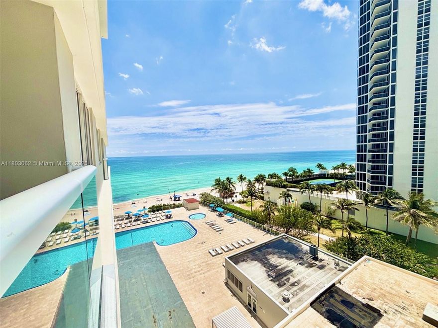 Discover Paradise in Prestigious Sunny Isles! CONDO HOTEL! This is the lowest-priced unit with a GLASS BALCONY & OCEAN VIEW in the building—directly on the BEACH with ideal SOUTHEAST-facing ocean vistas. Enjoy OCEAN, CITY & INTRACOASTAL views! The building has recently been renovated, & the HOA fee covers all utilities; electricity, water, cable TV, & Wi-Fi. Outstanding amenities include a fitness center, large pool, hot tub, restaurants, poolside bar, hair salon, social event room, & 24/7 security. Located in a vibrant community just steps from Publix, a beautiful park across the street, banks, restaurants, cafés, & public transit. Short-term rentals & Airbnb are permitted. Seller will give 6 months of HOA fees to the buyer at closing!