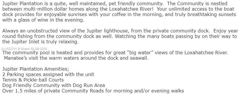 JUPITER PLANTATION - Residential Lease