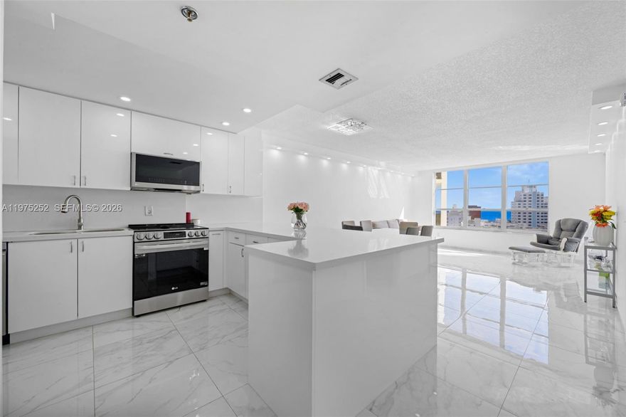 This beautiful renovated bright east-facing 1-bedroom, 1.5-bath residence sits on the 9th floor of Tower 41 in iconic Miami Beach. Enjoy sweeping canal, ocean, and city skyline views from this thoughtfully updated home featuring brand-new appliances, recessed lighting, an open kitchen with abundant storage, new tile flooring, updated plumbing and electrical, and added soundproofing for enhanced comfort. Tower 41 offers plenty of parking for both residents and guests, 24-hour security and a full suite of amenities, including a heated pool, sauna, men and women fitness center, tennis and basketball court, children’s playground, and an on-site marina with boat slips available for rent or purchase. Additional conveniences include an in-building kosher restaurant and synagogue. Perfectly situated with a high walkability score, you’ll be just moments from the beach, places of worship, the JCC, shops, restaurants, groceries, banks, schools, and easy access to I-95. A rare opportunity to enjoy resort-style living in the heart of Miami Beach!