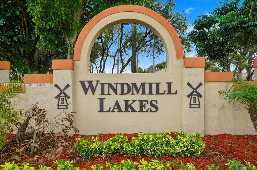 Beautiful 2-bedroom, 2-bath condo in the highly desirable Windmill Lakes II community, offering an excellent turnkey investment opportunity. This second-floor lakefront unit features 985 sq ft of bright, open living space with ceramic tile and laminate flooring throughout, central A/C, and serene water views. The kitchen is well equipped with an electric range, microwave, dishwasher, refrigerator, and in-unit washer and dryer. Both spacious bedrooms include walk-in closets, along with a separate utility/laundry room for added convenience. The unit includes one assigned parking space with ample guest parking available. Residents enjoy a garden-style setting and community amenities such as a pool, tennis courts, BBQ/picnic area, and gated entry. Maintenance covers exterior upkeep, insurance, landscaping, water, sewer, trash, roof, and recreational facilities. Pets are allowed, corporate buyers are welcome, and leasing is permitted in the first year. Conveniently located near shopping, dining, and major highways. The condo is currently tenant occupied through 3/31/2026, with long-term tenants of over seven years who would like to continue renting, making this a low-maintenance, income-producing property.