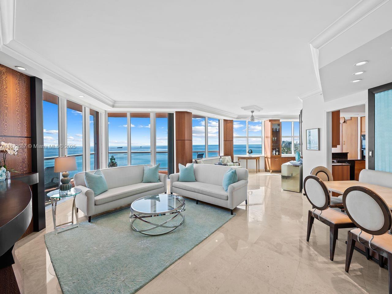 Gorgeous & Turnkey Luxury Oceanfront Residence at The Palms Fort Lauderdale Beach. The most desirable, & eastern most facing, Florence Floor Plan. Direct Ocean view from every room & views up & down the coast. Semi-private elevator with private foyer entry. Two wrap-around balconies. Beautiful marble floors, Snaidero cabinetry, Sub Zero fridge, & Extra room with Office/work area. Oversized master suite with sitting area. The Palms has resort amenities including 2 pools with attendants, 450 feet of beachfront with chair/umbrella services and attendants, two story fitness center, indoor racquetball/basketball court, sauna, steam room, club room, lap pool, billiards room, valet parking, guard gate, doorman, &security. Easy walk to restaurants, attractions, new Publix, & Birch State Park.