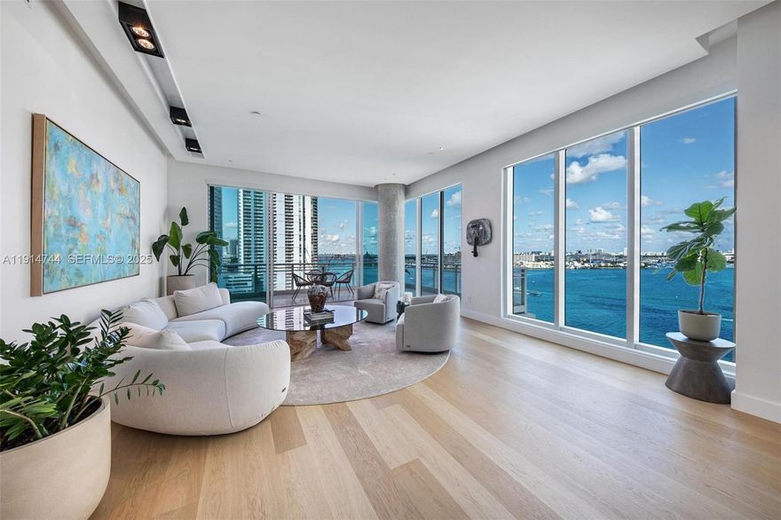 Completely reimagined in 2025, this turnkey Asia residence sets a new benchmark for prime contemporary Miami island living. A private elevator foyer welcomes you into a sleek, modern & bright seamless layout with soaring 12ft ceilings, the tallest in the city, and combined living, dining / kitchen areas. Panoramic full-height windows & doors amplify the openness, showcasing sweeping Biscayne Bay, Miami River & skyline views. Signature Hausscape kitchen blends minimalist form with exceptional efficiency while oak floors add a natural richness throughout. Spacious spa-like primary bath designed as a harmonious retreat with dual sinks, premium Hansgrohe fixtures & expansive walk-in shower. Additional upgrades include motorized blinds in every room, top-of the-line Gaggenau appliances, Apure lighting & custom designer finishes. Brickell Key features outstanding village style green spaces, stellar conveniences, award-winning dining, coffee shops and reinvigorating waterfront promenade all in a gated & secured community. Asia’s intimate scale delivers rare privacy & exclusive full service amenities such as 24/7 valet, concierge & security, dual state-of-the-art fitness centers, tennis court, elevated 7th story pool and hot tub. Also included is 2 parking tandem spaces & deeded storage room. Situated just moments away from Miami’s finest offerings, enjoy life without compromise at the intersection of serenity and activity.