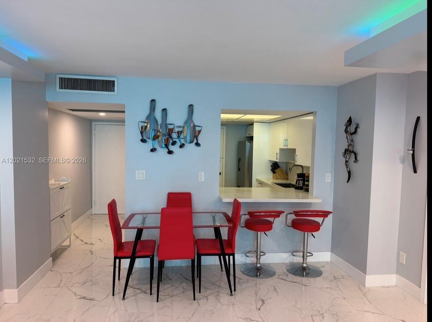 Fully renovated one bedroom one bathroom contemporary finished unit set within an exclusive boutique residence on Ocean Drive. Enjoy sweeping ocean, bay, and skyline views from your private southern exposure balcony, enhanced by impact sliding doors and tasteful furnishings throughout. The building offers a true luxury lifestyle with a stunningly updated pool deck, shaded lounging areas, Beach service is included, with umbrellas and lounge chairs. an elegant renovated lobby, and a welcoming reception desk. Additional amenities include a fitness center overlooking the pool deck, media room, water-
aerobics group, social room, billiards, ping pong, business conference room, cozy library, extra storage, laundry facilities, security, bike storage & on-site management. The community has undergone extensive interior and exterior upgrades, creating a sophisticated environment in an unbeatable location. You're moments from premier shopping,dining, casinos, racetrack, parks, hospitals, Publix, Aventura Mall, houses of worship, Maintenance provides exceptional value, covering WiFi, A/C, hot and cold water, gas, landscaping, pest control, pool service, security, trash removal, and all amenities.
Thoughtful offers are welcomed. The building has completed its 40 year certification.