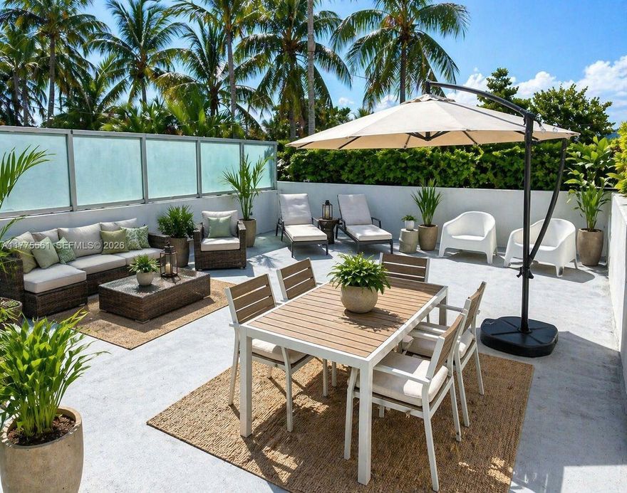 Beautiful 2 bedrooms, 2 1/2 baths condo, with hard wood floors throughout, with high ceilings, a huge terrace of about 350 sq ft one of two in the entire building. Located across from Miami Beach Golf club, short walk from Lincoln Rd , sunset hour bar and delicious restaurants, as well as shopping and Miami Beach night life. The building offers top notch amenities , including rooftop pool, gym, 24 hr security , spa and 2 parking spaces. Freshly painted, unit is offered unfurnished.