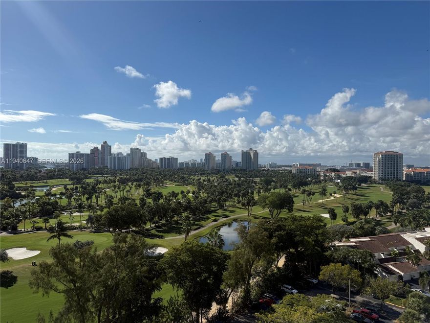 Beautiful 2-bedroom, 2-bath apartment located in the heart of Aventura with stunning golf course views.  This bright and spacious residence features a well-designed layout, generous bedrooms, abundant closet space and natural light throughout.  Washer/Dryer hook-up in unit. Enjoy tranquil views in a prime location close to Aventura Mall, dining, beaches, and top-rated schools.