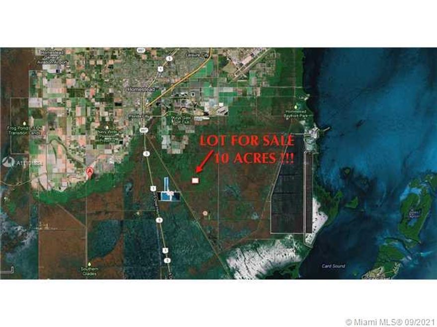 EXCITING OPPORTUNITY! GROWING AREA! 10 ACRES LOCATED BETWEEN HOMESTEAD - MIAMI SPEEDWAY AND TURKEY POINT POWER PLANT. WATERSLIDE CENTER IS OPEN. WALMART + MAJOR SHOPS! A FABULOUS CHANCE TO BUILD! PRIME LAND + AWESOME LOCATION!