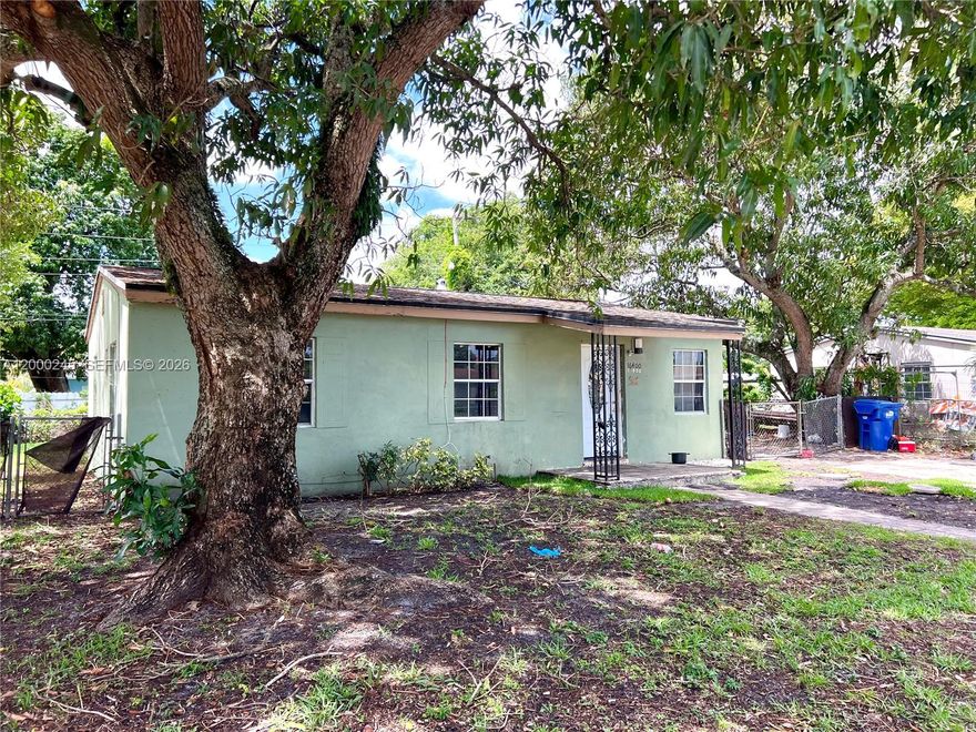 Large 7800sf  lot with two legacy mango trees on a quiet residential street in Miami Gardens. Approximately 1,000sf single-family residence with  3 bedrooms, 1 bath plus utility room.
