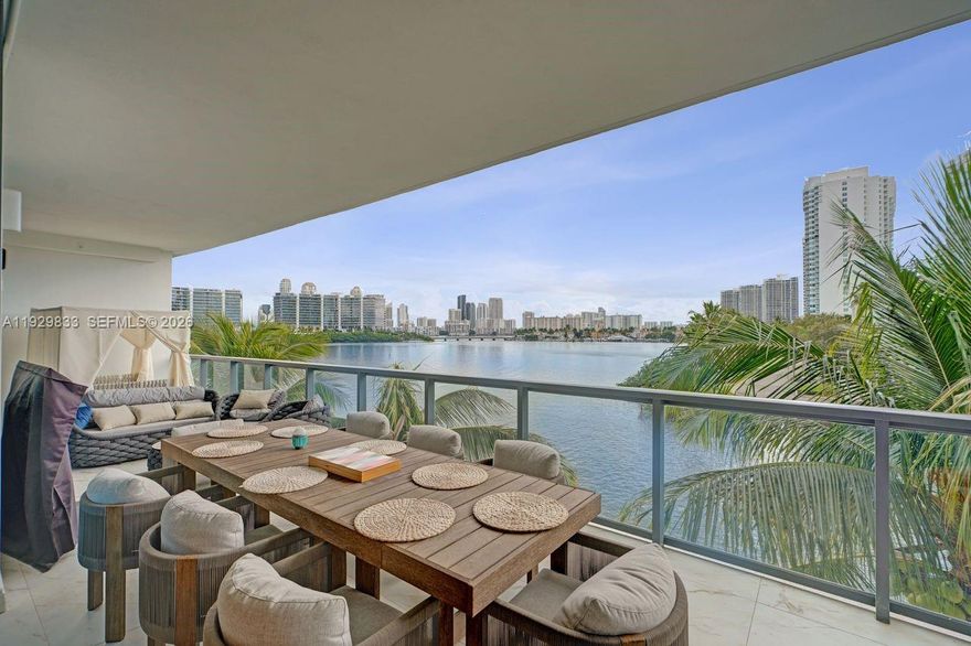 Breathtaking water views at this furnished 4/5.5 totally renovated condo in the Heart of Aventura!  This magnificent flow through residence offers 4 bedrooms & 5.5 baths, private elevator entry with an open floor plan.  Condo has an eat-in Gourmet gas kitchen with a top-of-the-line Zline gas range and Zline Refrigerator.  Unit has impact windows & doors throughout with Smart Home Technology.  Enjoy 2 spacious terraces, one w/summer kitchen with bay, Intracoastal & ocean views.  The primary suite boasts a huge walk-in closet, balcony access, with a bathroom w/dual sinks, & a separate tub and shower. Plus, there is a built-in sauna in the primary suite.  Separate laundry room w/sink, 2 assigned parking + valet & a storage cube.  Echo offers its residents 5-star amenities, including a fitness center, beach passes, pool, dog walker, yoga room, & car service.  Very close to beaches, dining, A+ schools and the famous Aventura mall.
List of Upgrades:  650k in Renovations, furniture and constructions all permited, Versace floors, marble baseboards, outdoor kitchen from Italy, Shower Rain, All electric blinds, Zline appliances.