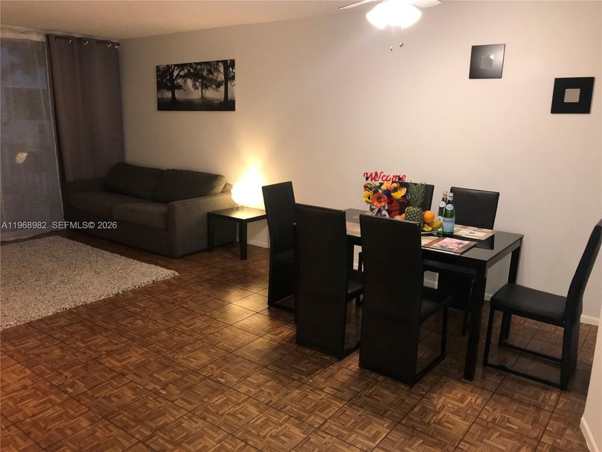 Big 1 bedroom apartment with screened patio. Large walk-in closet. Close to elevator and laundry room. Corner unit with quiet offset area in the building. New water heater. Gated community with security 24/7.
Easy to show, vacant, lockbox.