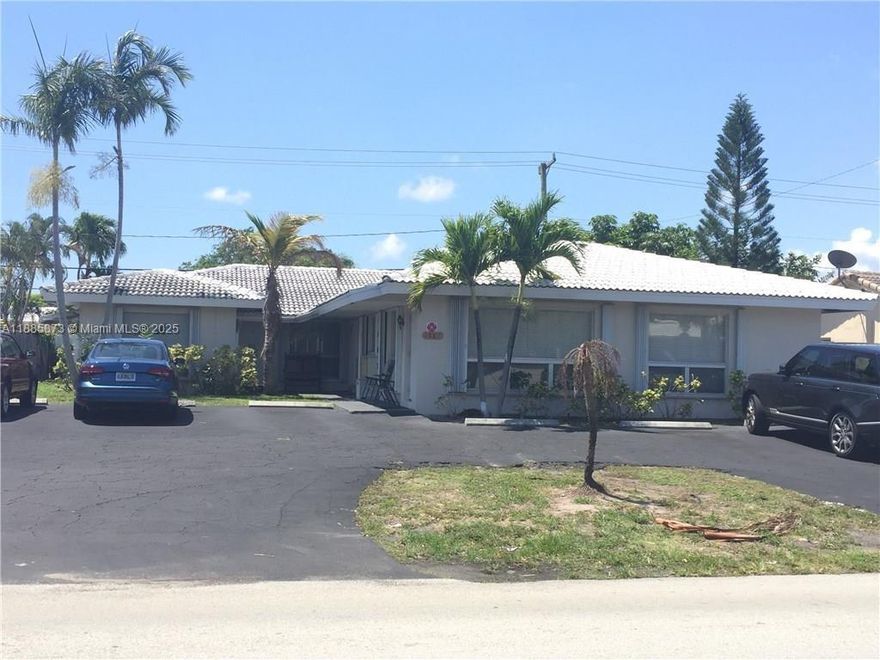 Coral Ridge Isles area Tri-Plex - Currently 2 units rented and 1 owner occupied.  Great opportunity for redevelopment or continued rental income opportunity.