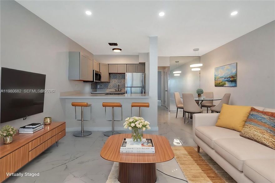 Bright and beautifully updated 1-bedroom, 1-bathroom condo in the heart of Hallandale Beach! This unfurnished unit features modern finishes, stainless steel appliances, and an open-concept kitchen with plenty of natural light. Located in the desirable 55+ community of Rolen Lake Gardens, residents enjoy resort-style amenities including a heated pool, clubhouse, billiards, BBQ area, and more. Conveniently located just 15 minutes from the beach and close to shopping, dining, Gulfstream Park Casino, Aventura Mall, and the Hollywood Beach Boardwalk.