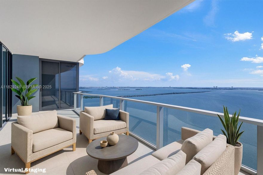 Welcome home to Aria Reserve–48th Floor Sky Residence. Imagine waking up each day surrounded by endless views of Biscayne Bay, Miami Beach, and the Atlantic Ocean, framed by floor-to-ceiling glass that fills your home with light. This 3 bed+den,3.5 bath residence blends comfort and sophistication with a private elevator foyer.
Designed to make life effortless, it features automatic blinds in the living room and master, dimmable lighting for every mood, a smart toilet in the master bath, and custom built-in closets ready to organize your lifestyle. Low HOA.
Here, every day feels like a retreat with over 2 acres of resort-style amenities.
Nestled in vibrant Edgewater, just minutes from Wynwood,Design District,Brickell and Miami Beach. Welcome to the place you’ve been waiting to call home.