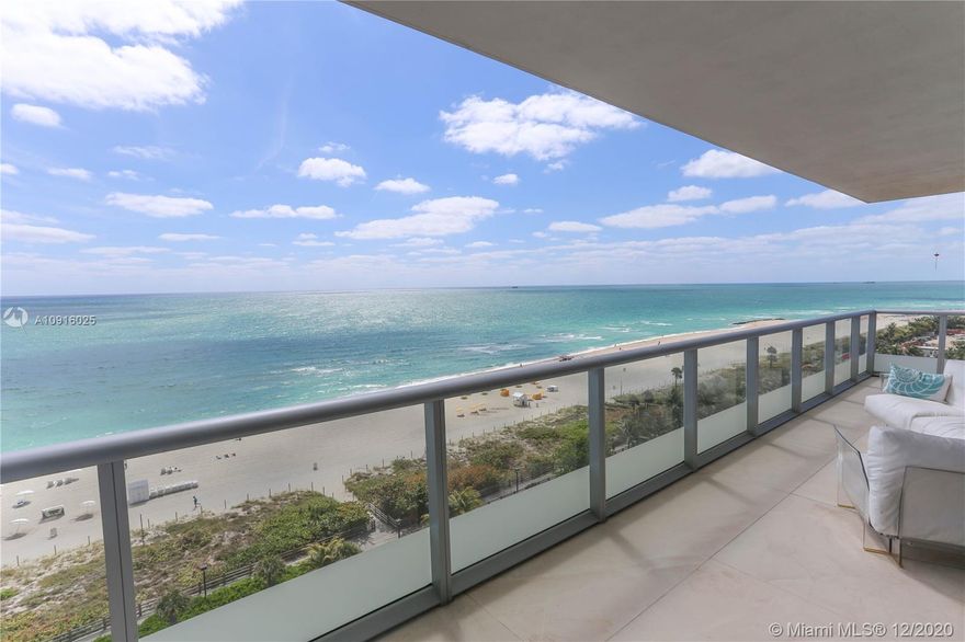 Extremely rare direct ocean view Southeast corner 3 bedrooms 3.5 bathrooms Caribbean South Beach unit. Tastefully designed 2326 sf interiors 800+sf balcony has European kitchen with Miele appliances, Sub-Zero gas range, Marble Floors. The building offers the state of the art gym, business center, beach service, pool, valet service and 24 hr front desk, private wine cellar. Walking distance from Soho House, Fontainebleau, Faena, and the Edition Hotel.
