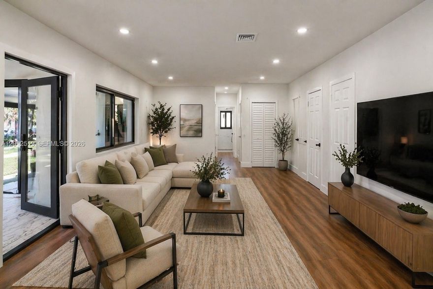 Fully renovated 3-bedroom, 2-bathroom home in North Miami — no HOA, move-in ready, and loaded with upgrades. This stunning property features a brand-new aluminum roof, new HVAC system, updated electrical and plumbing, new impact windows and doors, and hurricane shutters for complete peace of mind.

Inside, enjoy high-end luxury finishes throughout, epoxy flooring, and a custom wood garage door with brand-new garage system. The functional open layout is designed for modern living, while the enclosed patio leads to an additional ~415 sq ft flex space — perfect for a home office, gym, guest suite, or income-producing opportunity (not reflected in tax roll).


Situated on a large lot with room to expand, entertain, or create your dream outdoor oasis. Minutes from major highways, shopping, dining, and the beach. Seller is offering a $2,000 appliance credit at closing so you can choose your preferred kitchen finishes.
Photos are virtually staged**