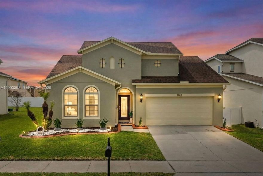 Welcome to 3120 Princewood Dr, a beautifully maintained 3-bedroom, 2-bathroom home located in the sought-after Reserve at Minneola community in Orlando. This move-in-ready property offers the perfect blend of comfort, efficiency, and modern style. Step inside to find a bright, open-concept living space featuring modern finishes & a stunning accent wall that creates a warm yet contemporary feel—perfect for entertaining or relaxing at home. The spacious layout flows seamlessly into the dining area and kitchen, while large sliding glass doors bring in natural light & connect you to the outdoor living space. This home is equipped with solar panels,  as well as a full-home water filtration system that provides clean, high-quality water throughout. The backyard is a true highlight, showcasing a beautifully paved patio with plenty of room for outdoor seating, dining, and gatherings.  This Home is an entertainer’s paradise. The home also features a 2-car garage, well-maintained landscaping, & charming curb appeal that stands out from the moment you arrive. Location is everything, and this home delivers. Enjoy the scenic Lake Minneola, perfect for boating, biking, and enjoying the outdoors. You are just 30 minutes away from Walt Disney World, Universal Studios, Downtown Disney, Epcot, & Fort Wilderness Resort. This home combines modern comfort, energy efficiency, & an unbeatable location—making it a standout opportunity in the Reserve at Minneola. Schedule your private showing today!