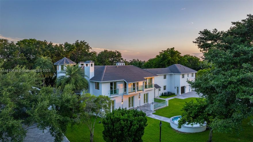 An iconic opportunity to own over 2 acres of luxury now transformed into a world-class gated estate.Spanning over 8000 SF this architectural masterpiece features 8 bedrooms, 8.5 bathrooms, and a dramatic grand foyer with soaring 30’ ceilings.Highlights include dual family rooms, an underground cinema, a chef’s gourmet kitchen  and a private apartment ideal for staff, nanny, or guests.The second level offers a lavish primary suite with private terrace, spa-inspired bath, and expansive closets, along with 5 additional en-suite bedrooms and a versatile loft office.Outside, discover resort-style amenities: a heated saltwater pool with spa, multi-sport tennis court, and lush landscaped grounds.Additional luxuries include a 3-car garage, brand-new roof, private elevator, and 24/7 security system