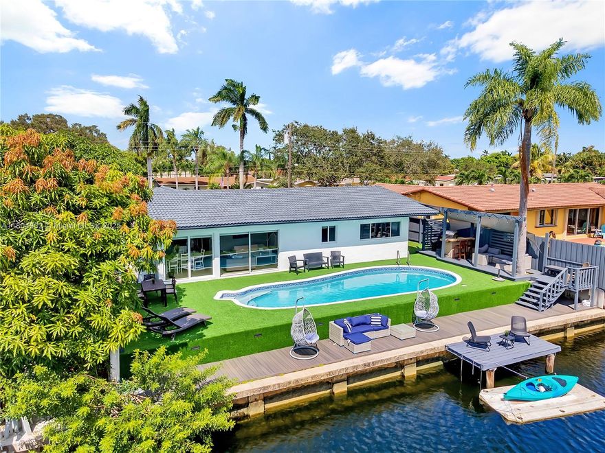 Bring your clothes and enjoy to this spectacular house, WATER FRONT Fully furnished Modern House 5/3, fully renovated house with gorgeous backyard. Custom made lighting, brand new kitchen with all stainless steel appliances: large living area with Outside backyard is absolutely gorgeous. Built grill and fridge,granite countertop. Gorgeous pool. Cozy patio furniture, tanning beds, sofas and dining table, 55 inch TV in all rooms, cameras and much more..., call or text for showings and only appointments please. NOT SUB LEASE, not interesting in sub lease, price for year lease , ask for seasonal price available JUNE 5, 2025