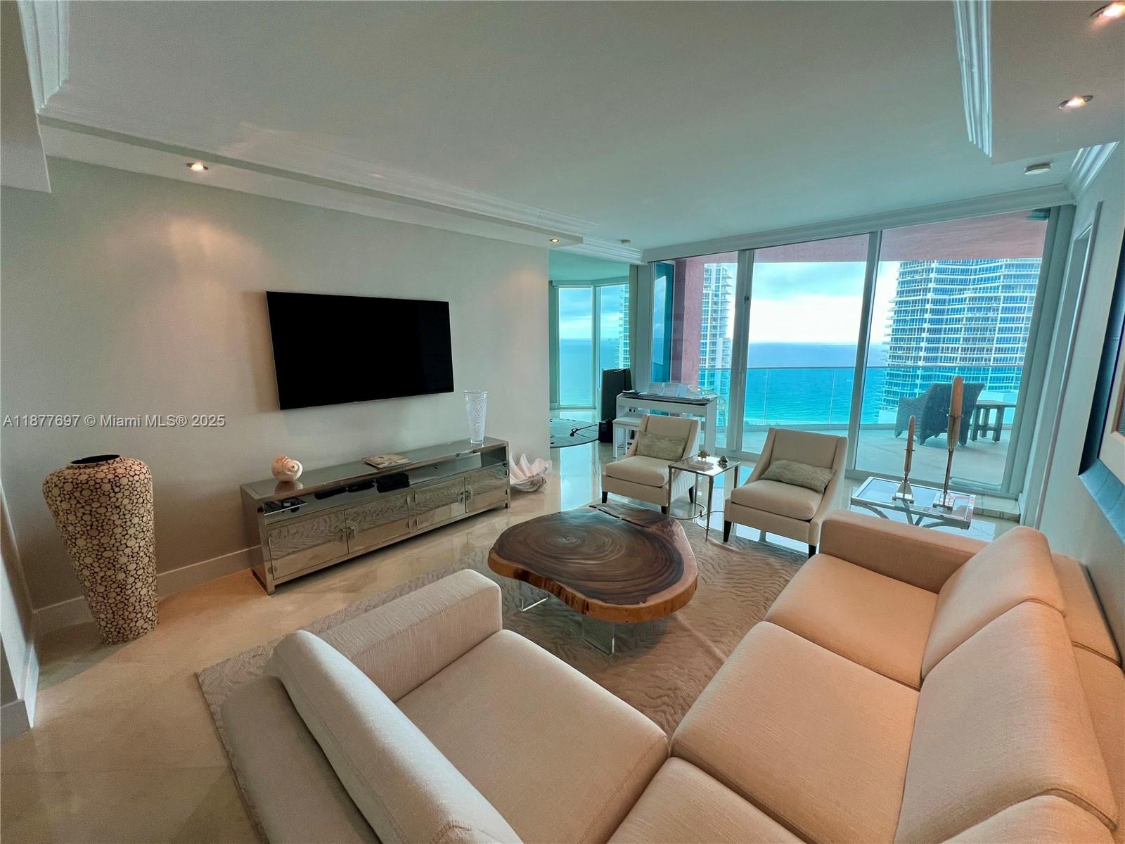 Incredible opportunity to lease a completely remodeled 2 BEDROOM + DEN furnished residence at the prestigious Portofino Tower in the world renowned South of Fifth neighborhood. Offering the pinnacle level of luxury this spectacular flow-through residence boasts breathtaking unobstructed panoramic views day & night of the Atlantic Ocean, Biscayne Bay, Miami skyline, South Beach & cruise ship channel. One of the few residences in the building that has both a den PLUS two oversized and private sunrise & sunset terraces. Walk to the beach, South Pointe Park, and best restaurants. Completely remodeled building with brand new amenities, including two new pool decks with hot tubs, two new tennis courts, pickleball & basketball, sky gym, putting greens, fire pit, concierge, 24/7 valet & security.