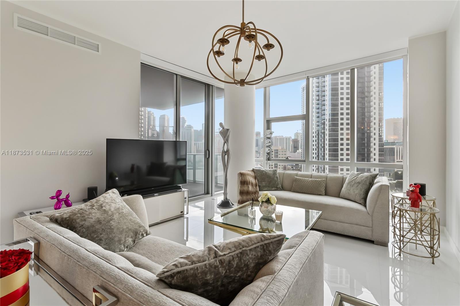SE-Corner 3 bed PLUS DEN/ 4 bath Residence, 10 Ft ceilings w/private elevator foyer at the Miami Paramount World Center. Very light, bright and spacious, fully furnished , oversized balcony w/ view of the Bay, the Ocean and City Skyline, European kitchen w top of the line appliances, amazing primary bedroom w /view to the water w/en-suite bathroom. 1 bedroom has separate entrance and could be separated from the rest of the condo, wet bar, ceiling to floor windows, large terrace. Paramount offers 5 star amenities including a soccer field, tennis court, boxing ring, yoga, basketball court, picket ball, state-of-the-art-gym, spa and wellness. Walk to the Opera house, the Arena or just take the train to go to the airport and other locations.