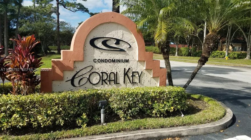 Excellent investment or end-user opportunity! Spacious 2-bedroom, 2-bathroom first-floor condo located in the desirable Coral Key Condominium community, conveniently close to major expressways, shopping, and everyday conveniences.

Currently tenant occupied with a lease in place through November 30, 2026, paying $1,850 per month. Tenant is willing to vacate with 30–60 days' notice, offering flexibility for both investors and end-users.

Interior photos were taken prior to tenant occupancy. Property remains in good condition and may be inspected with proper notice.

Unit 1217 is also available for sale. Both units may be purchased together, presenting a strong opportunity for investors seeking portfolio expansion.

Please allow 24-hour notice for showings.