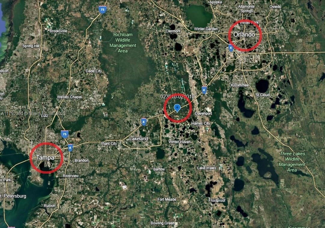 Strategic development in Central Florida (Polk County). Exploding development, investment & population growth. Massive FDOT expansion project already in process. Consists of 2 folios totaling 120 contiguous acres along SR/CR/HWY 557 (Buena Vista Dr.) total 1,300 ft of frontage. Zoned Rural Development Area (RDA) rezonification to Agricultural/Residential-Rural (ARR) expanding pool of opportunities. Elavation range from 122-135 (FASL). Unique location between Tampa & Orlando, mins to I-4, blend of rural flexibility & regional development access. Build Cluster Centers, Commercial Corridors, Commercial Enclaves, Agri-related Business-Park, Tourism Commercial Centers, Rural Residential Districts, Solar Farming, Soil Sampling, Logistics Development. HWY 557 is where vision & opportunity meet.