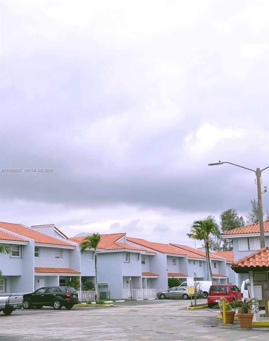 Bright and inviting 2-bedroom, 1.5-bath Charming Two-Story Townhome in a beautifully maintained and tranquil gated community. This home offers classic South Florida charm from the moment you arrive, with spacious open-concept layout, warm terracotta-style tile floors throughout the first level and wood stairs leading to the upper level and flooded with natural light. NO FHA Just 3-minute drive and walking distance to FIU, shopping, dining, and major highways - this home offers accessibility, comfort and convenience. Residents enjoy assigned parking, guest spaces, and a peaceful neighborhood setting. Whether you're a first-time homebuyer or an investor seeking a rental-friendly community, this townhome is a fantastic opportunity. Contact LA for more details.