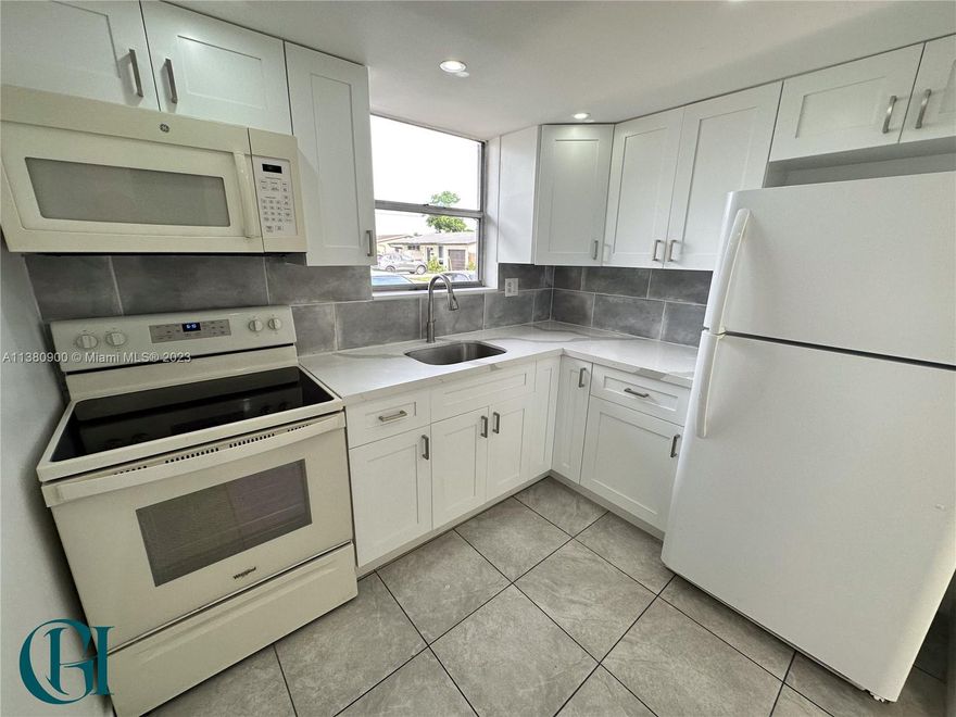 Just Renovated!! New Kitchen, New Bathroom, first floor apartment in a quiet area full of green. 2 Assigned parking spaces in front of unit. Laundry just next to the unit. Screened patio in the back surrounded by family homes. Very relaxed Community, fast approval.