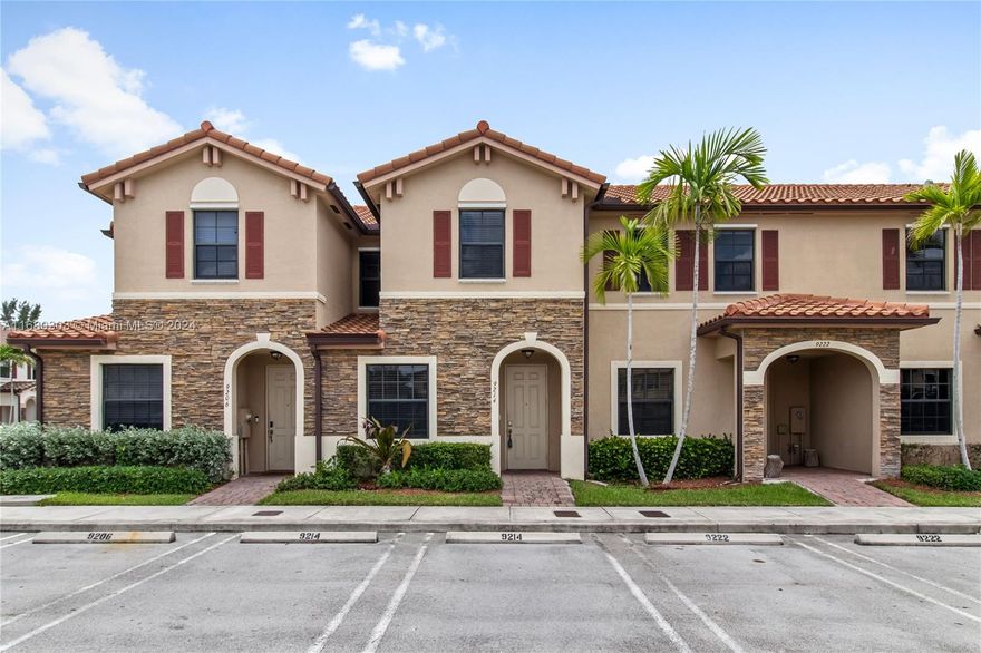 Excellent location inside the community: close to entrance/exit, right in front of plenty of guest parking and the soccer field. Beautiful Villa 3 bedrooms, 2.5 bathrooms in the safe and quiet Bonterra Community. Amenities include community pool, gym, Clubhouse with conference and party room, kid's playground, green areas to enjoy! Close to great schools and major access roads: I-75, Okeechobee, Turnpike. IMPORTANT: only 2 parking spaces allowed by HOA (they're assigned right in front of the unit) Please see Broker Remarks for more information