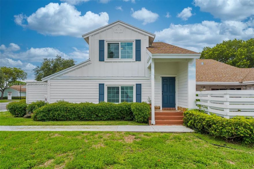 One of a Kind! Welcome home to this 2/2 spacious villa! Features include tiled throughout, wood kitchen cabinetry, plantation shutters, hurricane impact windows.  Newer a/c unit. Washer/dryer. 2 assigned parking spaces and visitor parking. The master suite has a private outdoor balcony, vaulted ceilings and walk-in closet. Renovated bathrooms. Freshly painted. Hurricane impact windows/door. New plumbing. Move right in! Enjoy the array of amenities, clubhouse, pools, jogging trails.