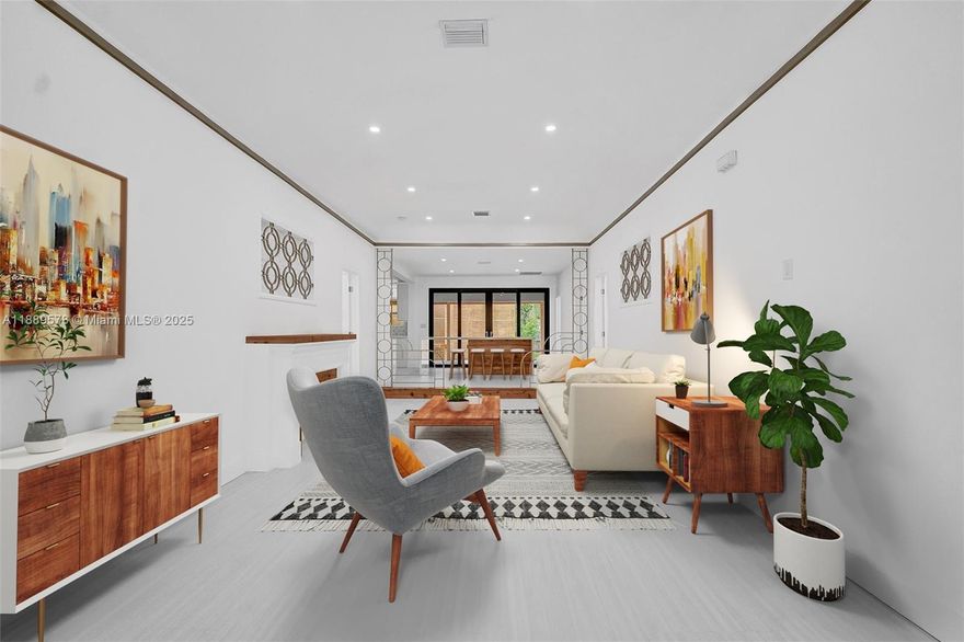 Modern 4 bed, 4.5 bath home with Miami Beach Art Deco charm. Main house offers 3beds|3.5 bths plus a versatile den. The 4th bedroom is a detached 1/1 studio with private entrance, perfect for office, gym, or in-laws. Features impact windows throughout, flooding the home with natural light. Gourmet kitchen with white matte appliances & waterfall island, decorative fireplace, and Zen-inspired backyard for entertaining or relaxing. Prime location across from Flamingo Park and steps to Lincoln Road. Available Dec 1st