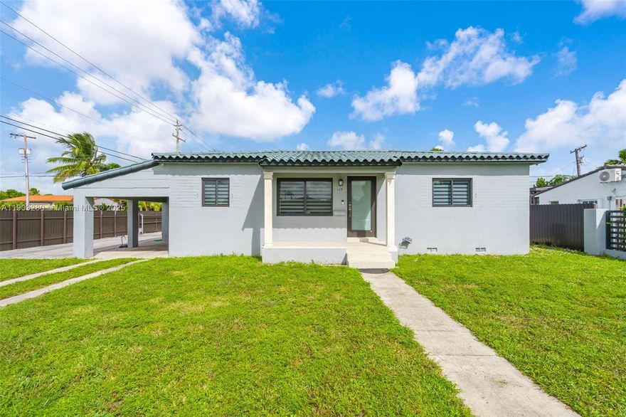 Welcome to this 3-bedroom, 2.5-bathroom home that offers endless possibilities. Enjoy an attached carport and a separate laundry room for added convenience. The highlight is the expansive terrace with an outdoor kitchen and island—ideal for entertaining family and friends. Situated on a large corner lot with a variety of fruit trees, including plantain, cherry, mango, etc. The paved patio is fully fenced with three entry points and ample space for a pool, RV, or boat parking. Located in the heart of Hialeah, this home is just minutes from Westland Mall, shopping centers, restaurants, parks like Milander and Amelia, highly-rated schools, and close to the Turnpike. This is the ultimate location for both convenience and comfort. Call today to schedule your tour!
